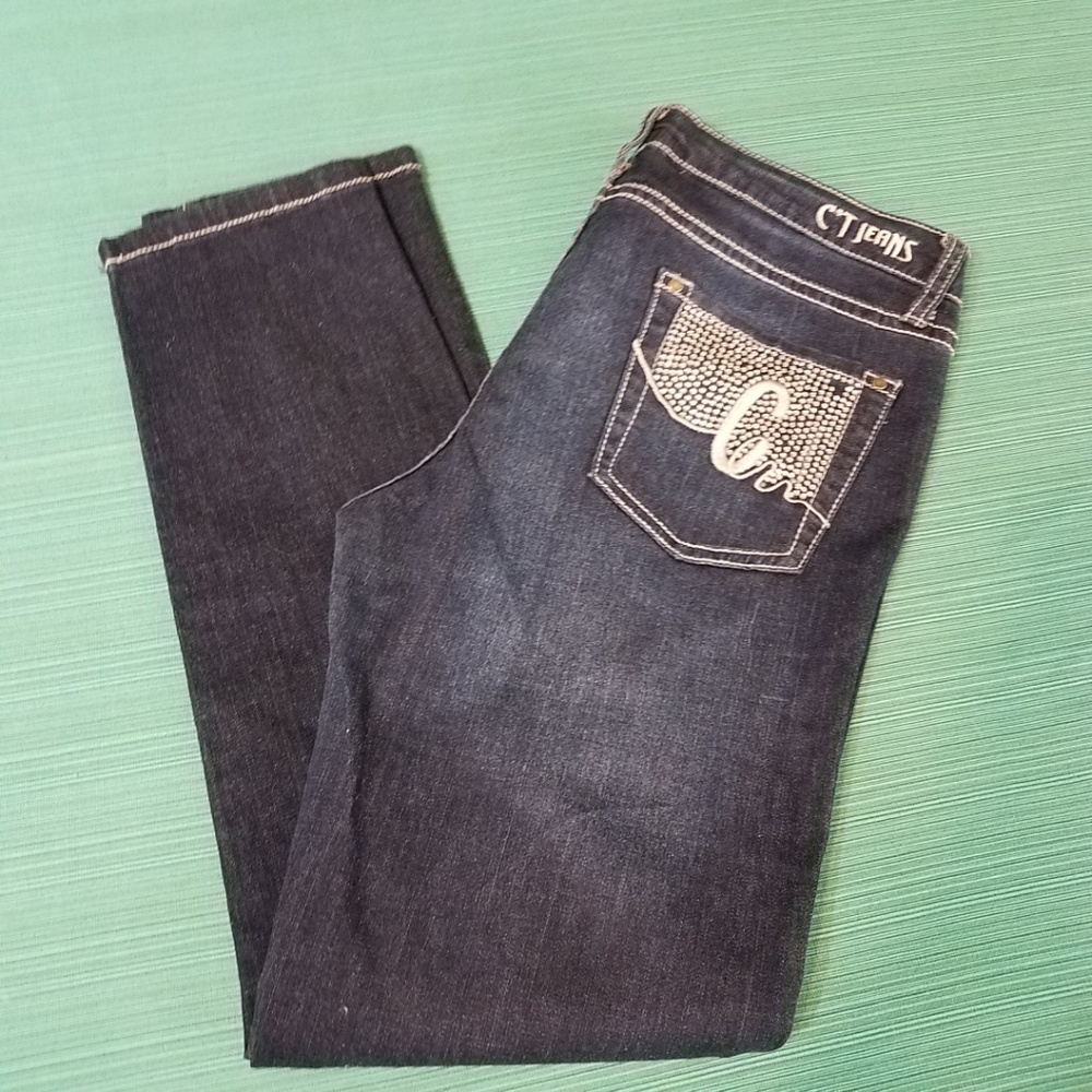 C'ESTTOI WOMEN'S JEANS SZ 13 JEWELED POCKETS